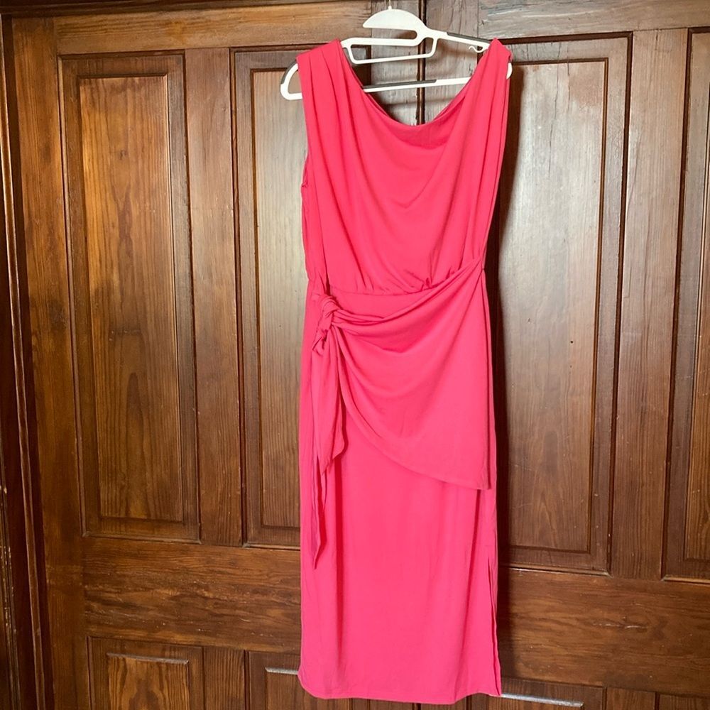 Grace Karin New Pink Tie Sash Sleeveless Cold Shoulder Midi Dress Size L